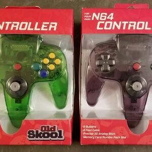 2 N64 Controllers - Jungle Green & Atomic Purple (NEW) - Nintendo64 - Funtastic